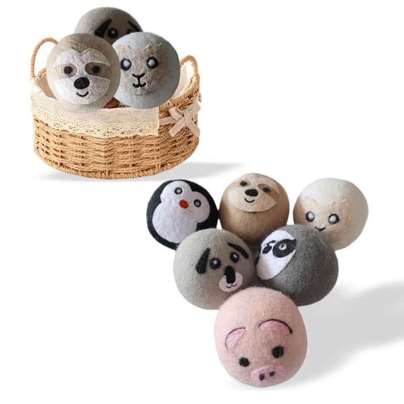YWXWY Wool Dryer Balls, Cute Pattern Drying Balls for Laundry, Anti Static, Saving Drying Time&Reducing Clothing Wrinkles, Dryer Balls Laundry Reusable - 6 Pack - Image 1